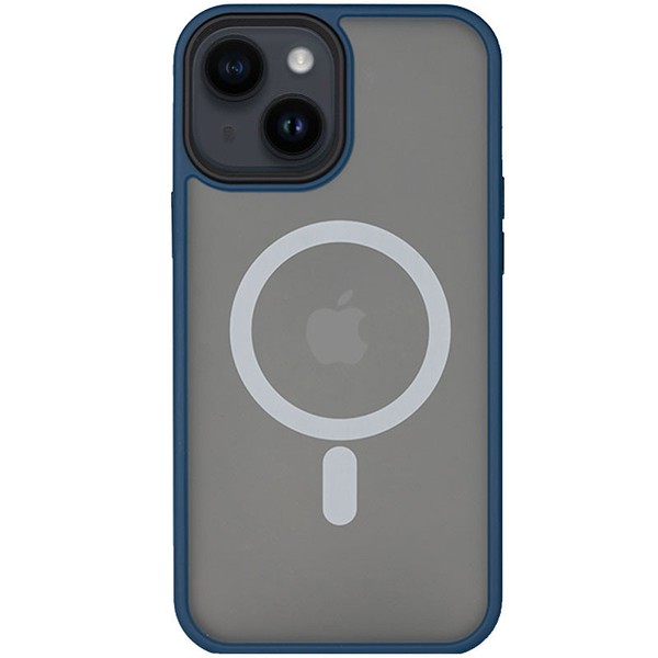 Чехол для iPhone 14 Plus Metal Buttons with MagSafe ( Blue )