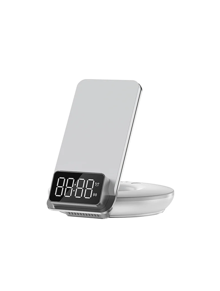 БЗП WiWU M11 4-in-1 Wireless Fast Charger with Time Clock and Backlight ( White )