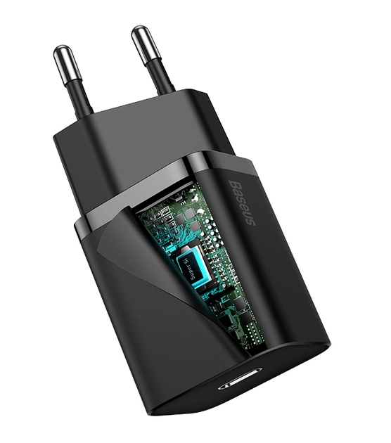 СЗУ Baseus Super Si Quick Charger 1C 20W With Simple Wisdom Data Cable Type-C to iP 1m (Black) TZCCSUP-B01