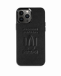 Чохол для iPhone 13 Pro Max Kartell із чорної шкіри купон з тисненням (Русский корабль)