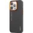 Чохол для iPhone 14 Pro Blueo Air Bitexture Slim Aramid Fiber Case 600D with MagSafe (Black-Orange) B48-I14P
