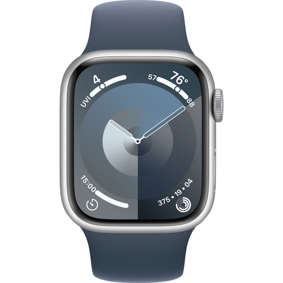 Apple Watch Series 9 GPS + Cellular 41mm Silver Alu. Case w. Storm Blue S.Band - S/M (MRHV3)
