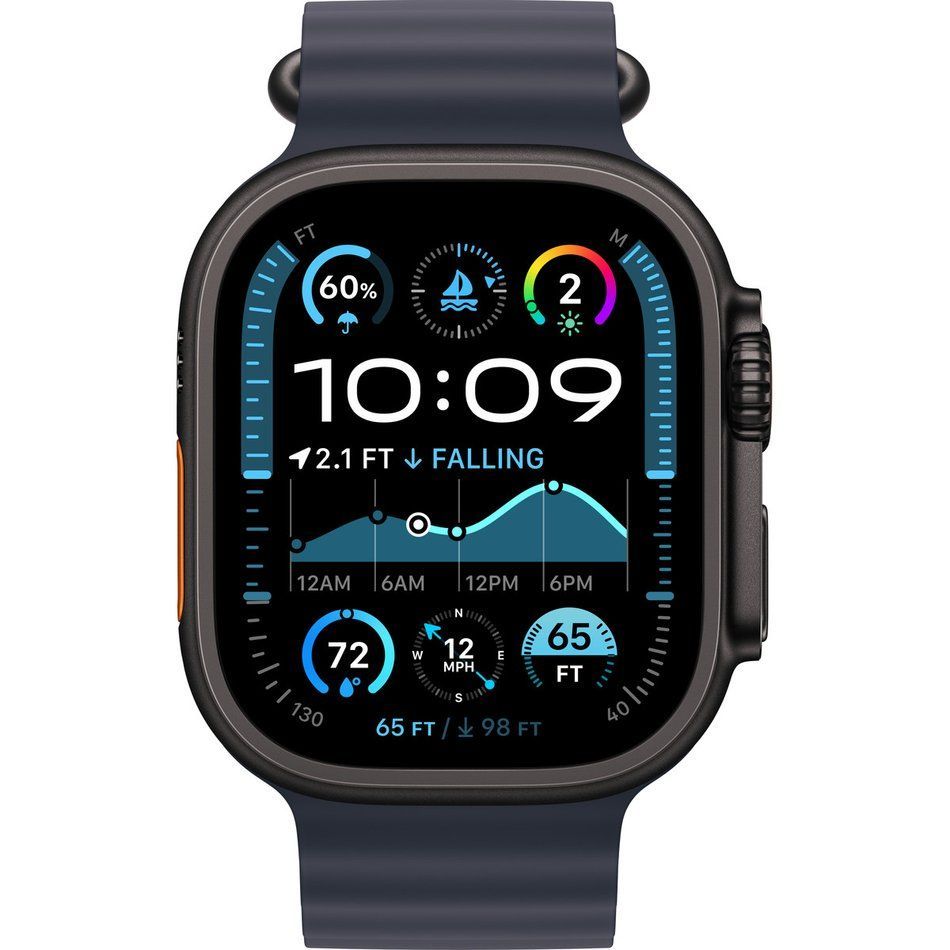 Apple Watch Ultra 2 GPS + Cellular 49mm Black Titanium Case with Navy Ocean Band (MYPA3)