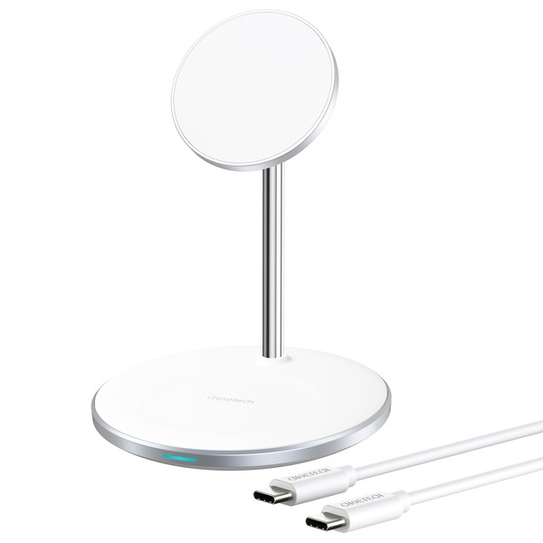 БЗУ Choetech Magnetic 2 in 1 Magnetic Wireless Charging Stand White (T581-F)