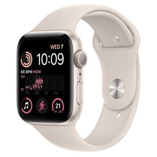 Apple Watch SE 2 44mm Starlight Aluminum Case with Starlight Sport Band (MNJX3)