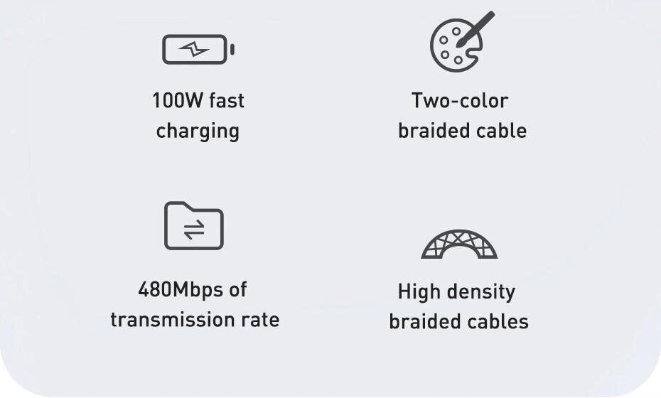 Кабель USB C to C 100W PD (2m) Baseus Dynamic Series (White) (CALD000302)