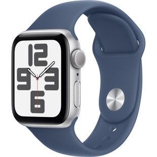 Apple Watch SE 2 GPS 40mm Silver Aluminium Case w. Denim Sport Band - S/M (MXEC3)