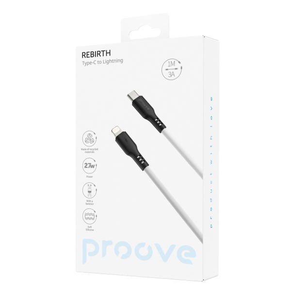 Кабель Proove Rebirth 3A Type-C/Lightning 1m White (CCRE60002102)