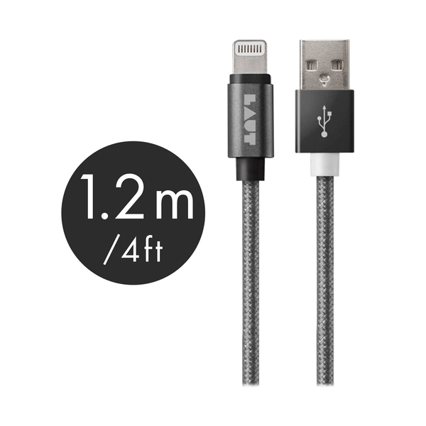 Кабель LAUT LINK Metallics Lightning-USB, 1.2 м, металік (LAUT_LKM_LTN1.2_GM)