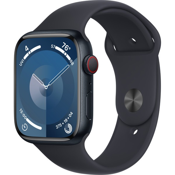 Apple Watch Series 9 GPS + Cellular 45mm Midnight Alu. Case w. Midnight Sport Band - S/M (MRMC3)
