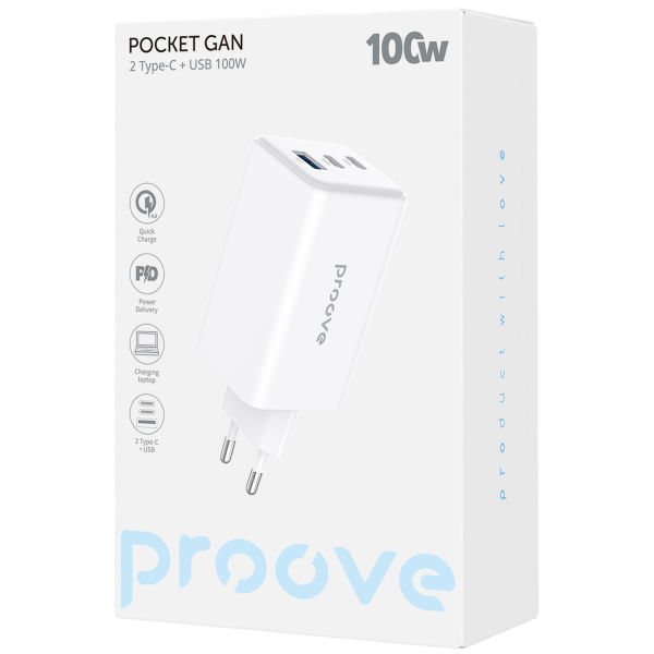 МЗП Proove Pocket GaN 100W (2 Type-C+USB) (White) WCPG10012202