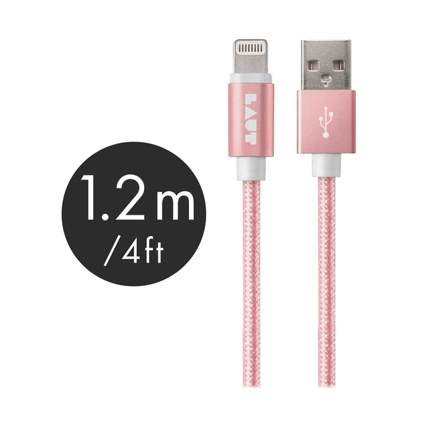 Кабель LAUT LINK Metallics Lightning-USB, 1.2 м, рожевий (LAUT_LKM_LTN1.2_RG)