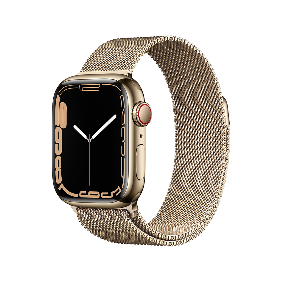USED Apple Watch Series 7 GPS + LTE 41mm Gold Stainless Steel Case with Gold Milanese Loop (MKHH3/MKJ03)