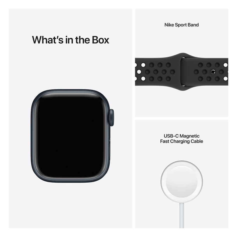 Apple Watch Series 7 Nike GPS 45mm Midnight Aluminium Case with Anthracite/Black Nike Sport Band (MKNC3, MKNC3UL/A)