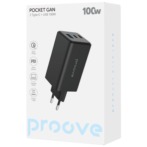МЗП Proove Pocket GaN 100W (2 Type-C+USB) (Black) WCPG10012201