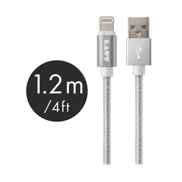 Кабель LAUT LINK Metallics Lightning-USB, 1.2 м, сріблястий (LAUT_LKM_LTN1.2_SL)