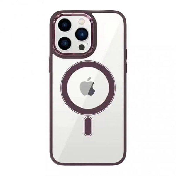 Чехол для iPhone 13 Pro Max Color Clear Case with MagSafe - Bordo