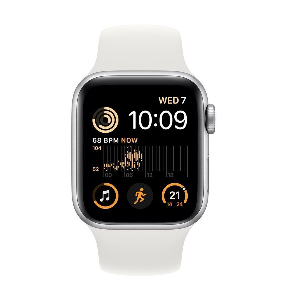 Apple Watch SE 2 GPS + LTE 40mm Silver Aluminum Case with White Sport Band (MNPP3)