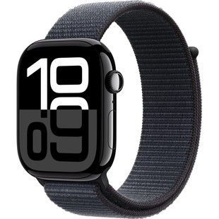 Apple Watch Series 10 GPS + Cellular 46mm Jet Black Aluminum Case w. Ink Sport Loop (MWY53)