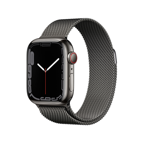 USED Apple Watch Series 7 GPS + LTE 41mm Graphite Stainless Steel Case with Graphite Milanese Loop (MKHK3/MKLF3)