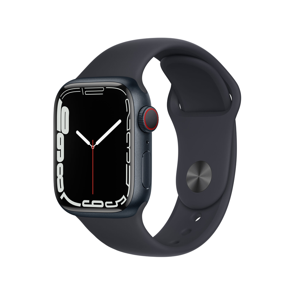 Apple Watch Series 7 GPS + LTE 41mm Midnight Aluminum Case with Midnight Sport Band (MKH73)