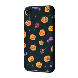 Чехол для iPhone XR TPU WAVE Fancy ( Smiling pumpkins / Black )