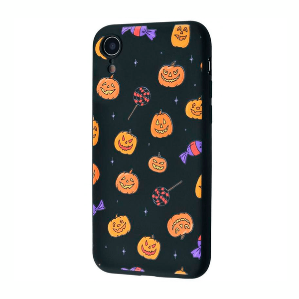 Чехол для  iPhone XR TPU WAVE Fancy ( Smiling pumpkins / Black )