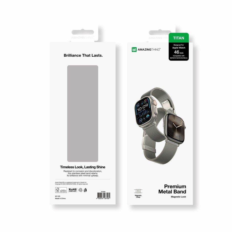 Ремешок для Apple Watch 42/44/45/46/49mm AmazingThing Premium Metal Band (TSL46SV)