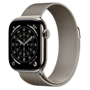 Apple Watch Series 11 GPS + Cellular 46mm Natural Tit. Case w. Natural Milanese Loop - S/M (MFCY4)