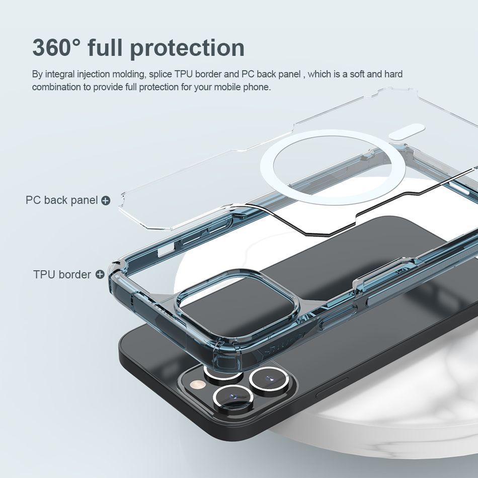 Чохол для iPhone 13 Pro Max Nillkin Nature Pro Magnetic Series (Transparent-Blue)