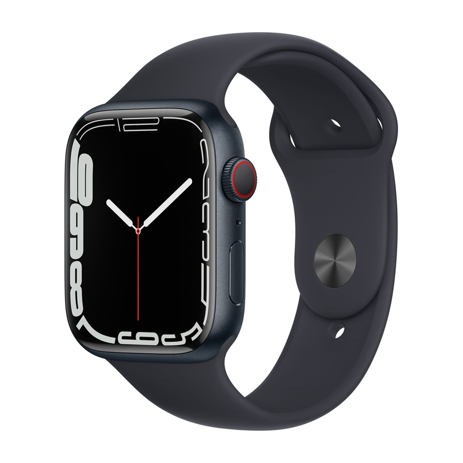 Apple Watch Series 7 GPS + LTE 45mm Midnight Aluminum Case with Midnight Sport Band (MKJ73)