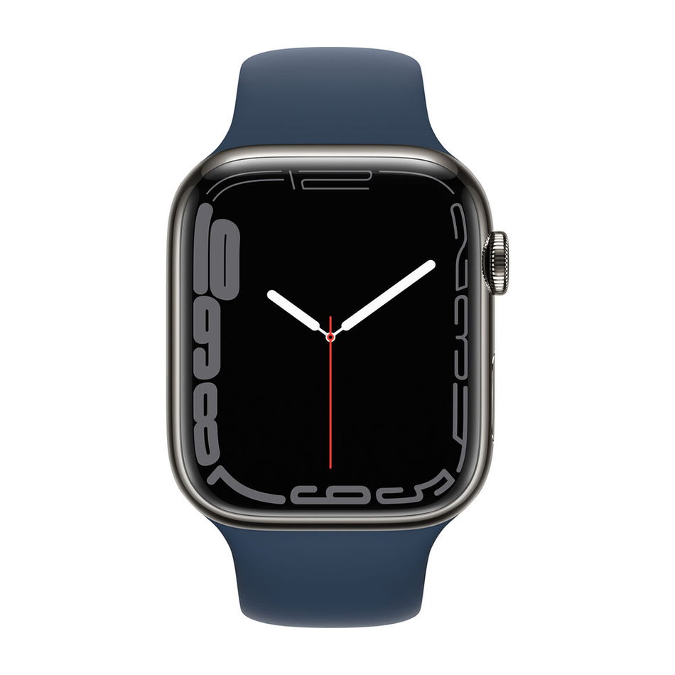 USED Apple Watch Series 7 GPS + LTE 45mm Graphite Stainless Steel Case with Abyss Blue Sport Band (MKL23)