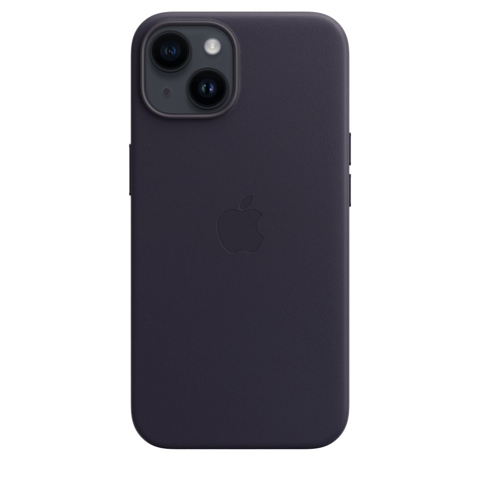 Чехол для iPhone 14 Apple Leather Case with MagSafe - Ink (MPP63) UA