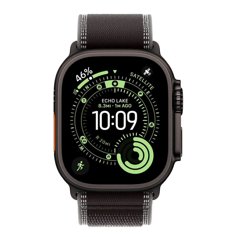 Apple Watch Ultra 3 GPS + Cellular 49mm Black Tit. Case w. Black/Charcoal Trail Loop - M/L (MF1H4)