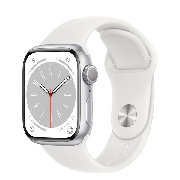 Apple Watch Series 8 45mm Silver Aluminum Case with White S. Band M/L (MP6Q3)