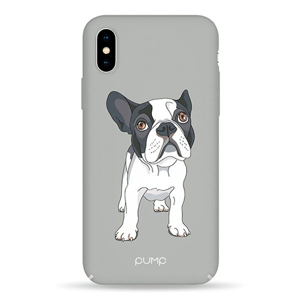Чехол iPhone X / Xs PUMP Tender Touch Case ( Mops On Gray )