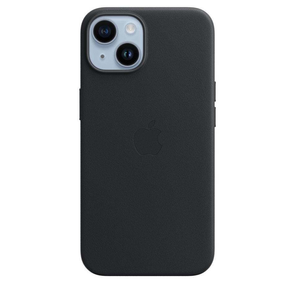 Чохол для iPhone 14 Apple Leather Case with MagSafe - Midnight (MPP43) UA