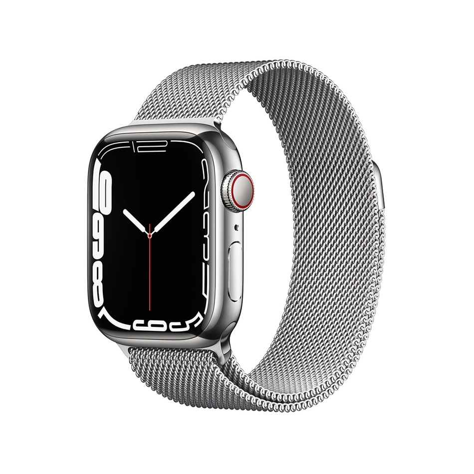 Apple Watch Series 7 GPS + LTE 41mm Silver Stainless Steel Case with Silver Milanese Loop (MKHX3/MKHF3)