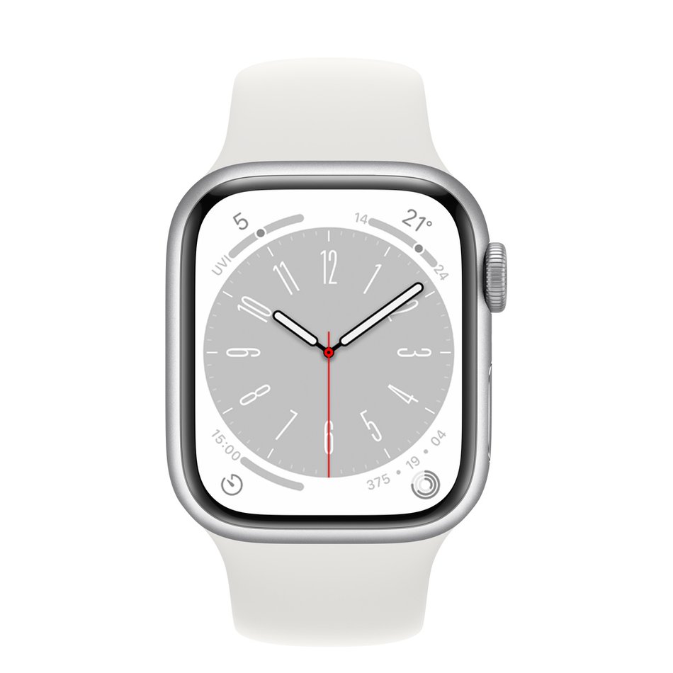 Apple Watch Series 8 41mm GPS + LTE Silver Aluminum Case with White Sport Band S/M (MP4E3)