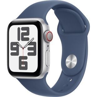 Apple Watch SE 2 GPS + Cellular 40mm Silver Aluminium Case w. Denim Sport Band - S/M (MXFV3/MXGF3)