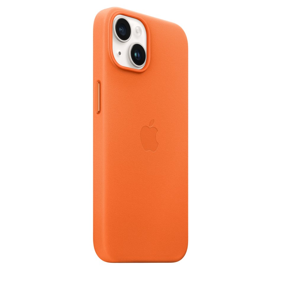 Чехол для iPhone 14 Apple Leather Case with MagSafe - Orange (MPP83) UA