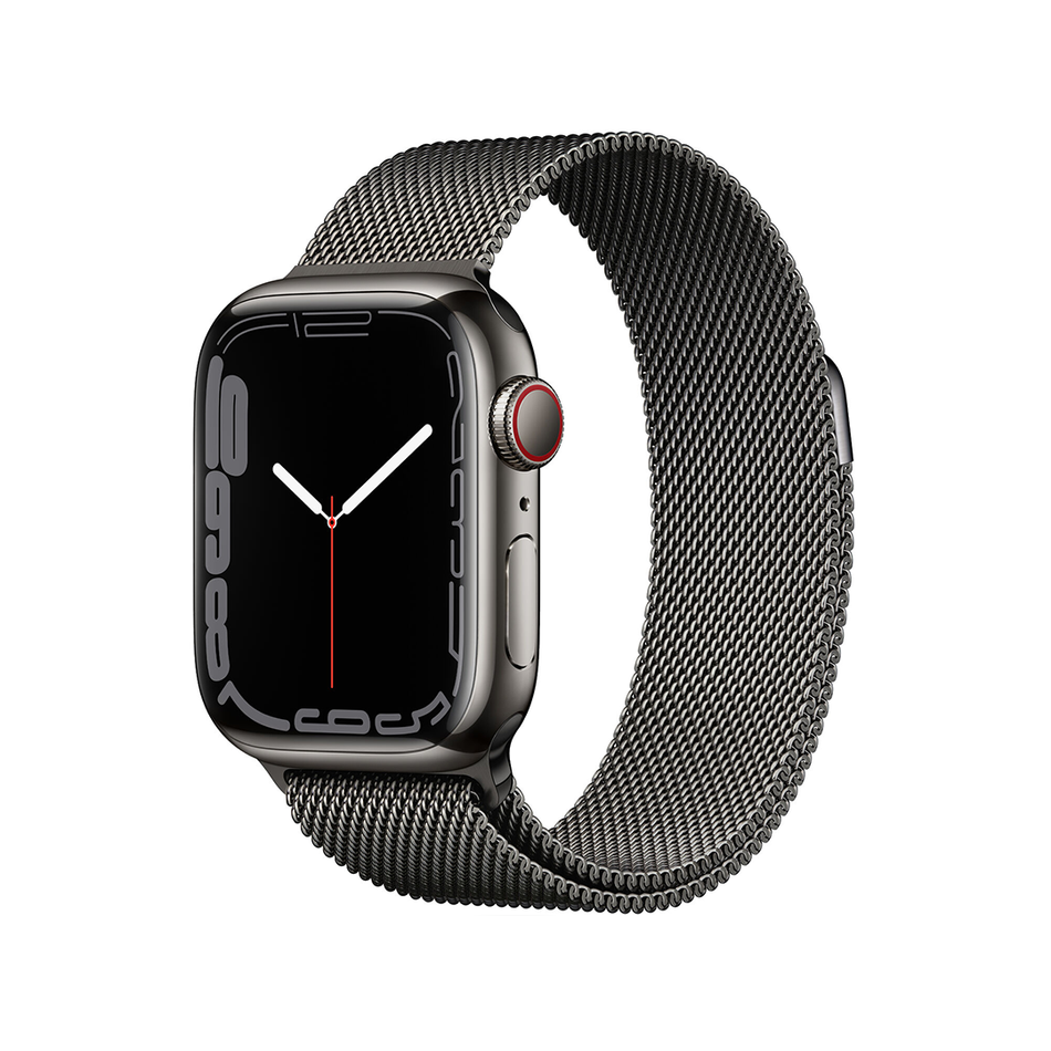 Apple Watch Series 7 GPS + LTE 41mm Graphite Stainless Steel Case with Graphite Milanese Loop (MKHK3/MKLF3)