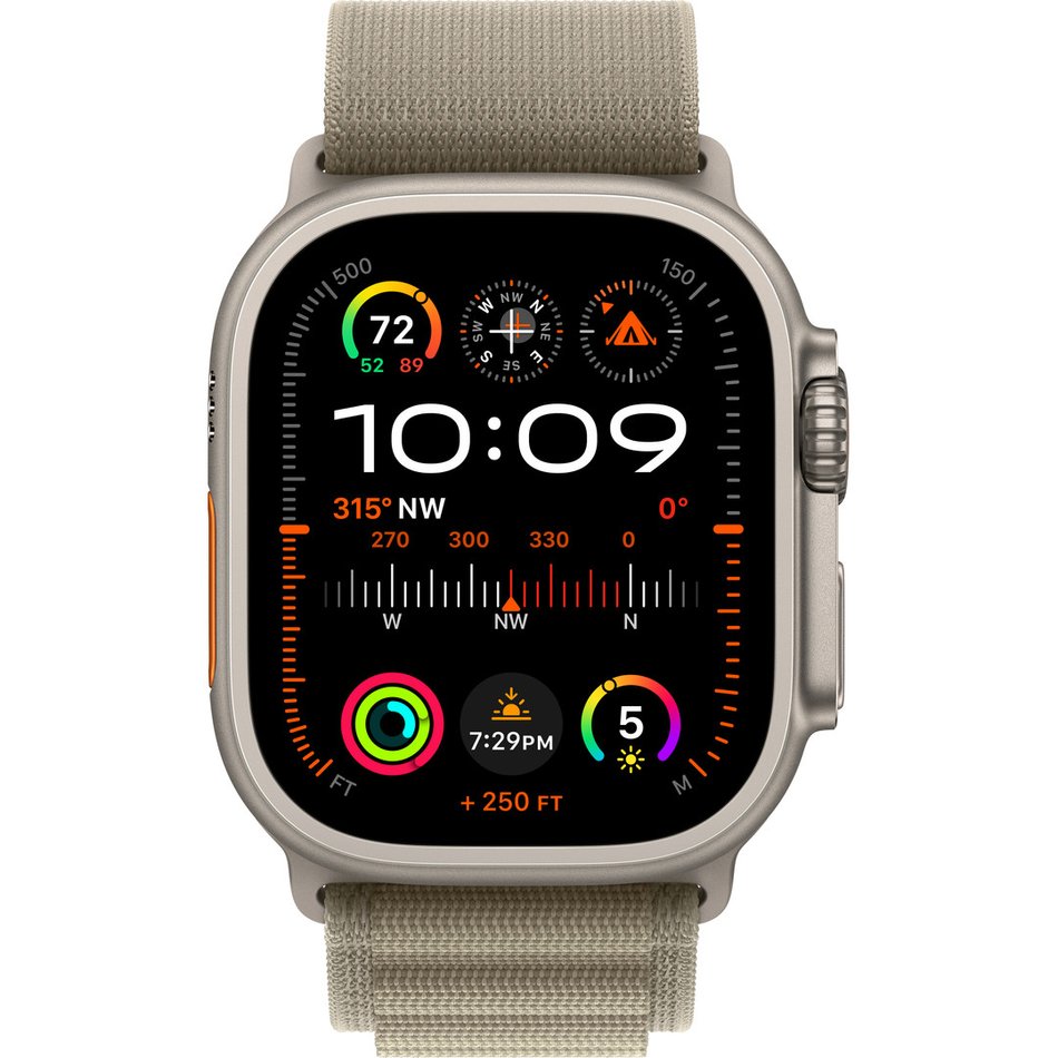 Apple Watch Ultra 2 GPS + Cellular 49mm Titanium Case with Olive Alpine Loop - Large (MRF03/MRFK3)