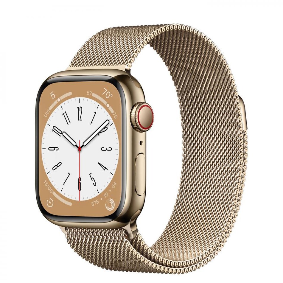 Apple Watch Series 8 GPS + Cellular 41mm Gold Stainless Steel Case w. Milanese Loop Gold (MNJE3, MNJF3)