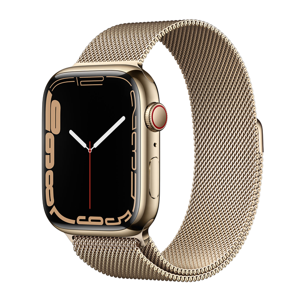 USED Apple Watch Series 7 GPS + LTE 45mm Gold Stainless Steel Case with Gold Milanese Loop (MKJY3)