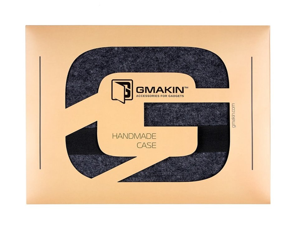 Темний повстяний чохол-конверт Gmakin для Macbook Air 13,3 и Pro 13,3 горизонтальний (GM14)