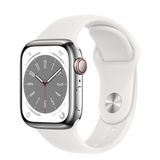 Apple Watch Series 8 GPS + Cellular 41mm Silver Stainless Steel Case w. White S. Band (MNJ53) (003449)