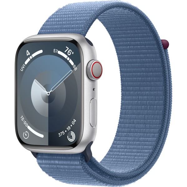 Apple Watch Series 9 GPS + Cellular 45mm Silver Alu. Case w. Winter Blue Sport Loop (MRMJ3)