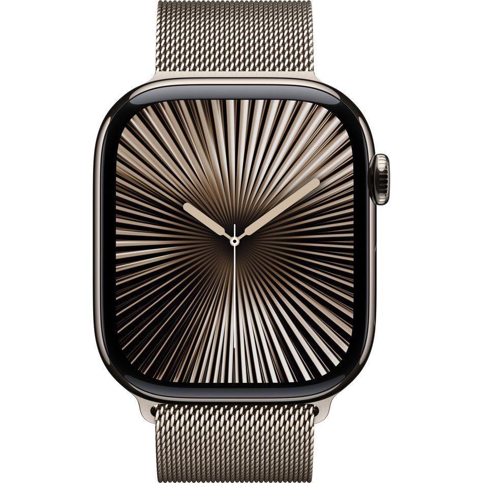 Apple Watch Series 10 GPS + Cellular 46mm Natural Titanium Case with Natural Milanese Loop - S/M (MC7Q4)
