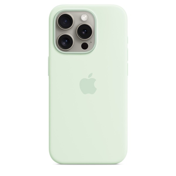 Чехол для iPhone 15 Pro Apple Silicone Case with MagSafe - Soft Mint (MWNL3)